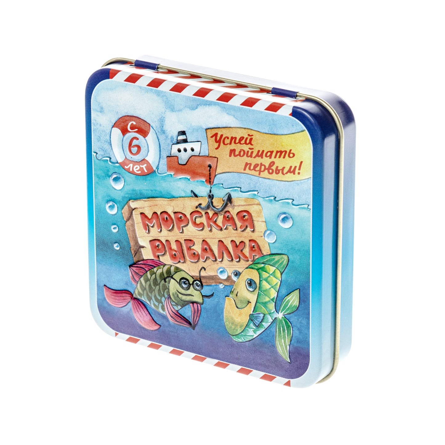 Игра настольная карточная "Морская рыбалка" (жестяная коробочка)