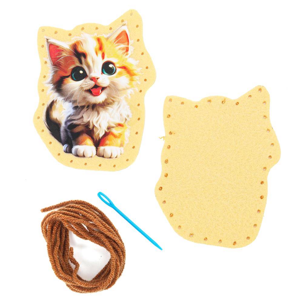Игрушка из фетра Со стразами котенок МУЛЬТИ АРТ в кор.66шт