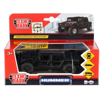 Машина металл Hummer H1 пикап черный 12см, открыв. двери, инерц. в кор. Технопарк в кор.2*24шт