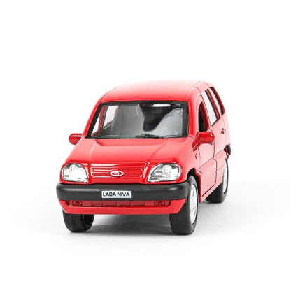 Машина металл LADA NIVA длина 12 см, двери, багаж, инерц, красный, кор. Технопарк в кор.2*36шт