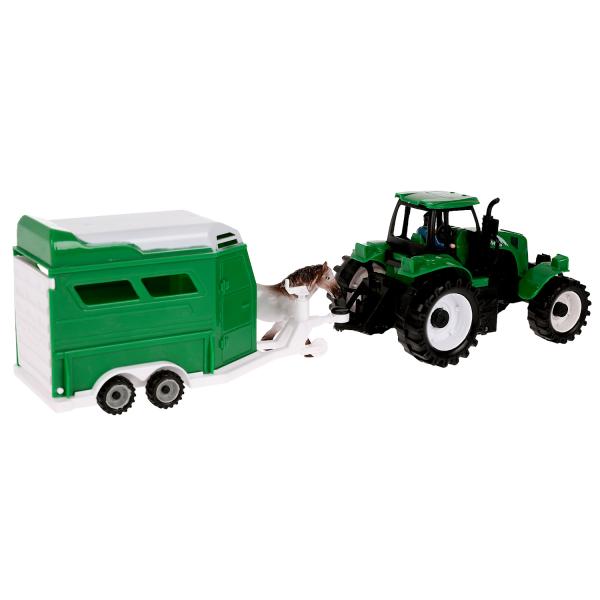 Модель пластик свет-звук фермер 40см, приц., живот., баг.,под.дет.,ин., кор. Технопарк в кор.2*18шт