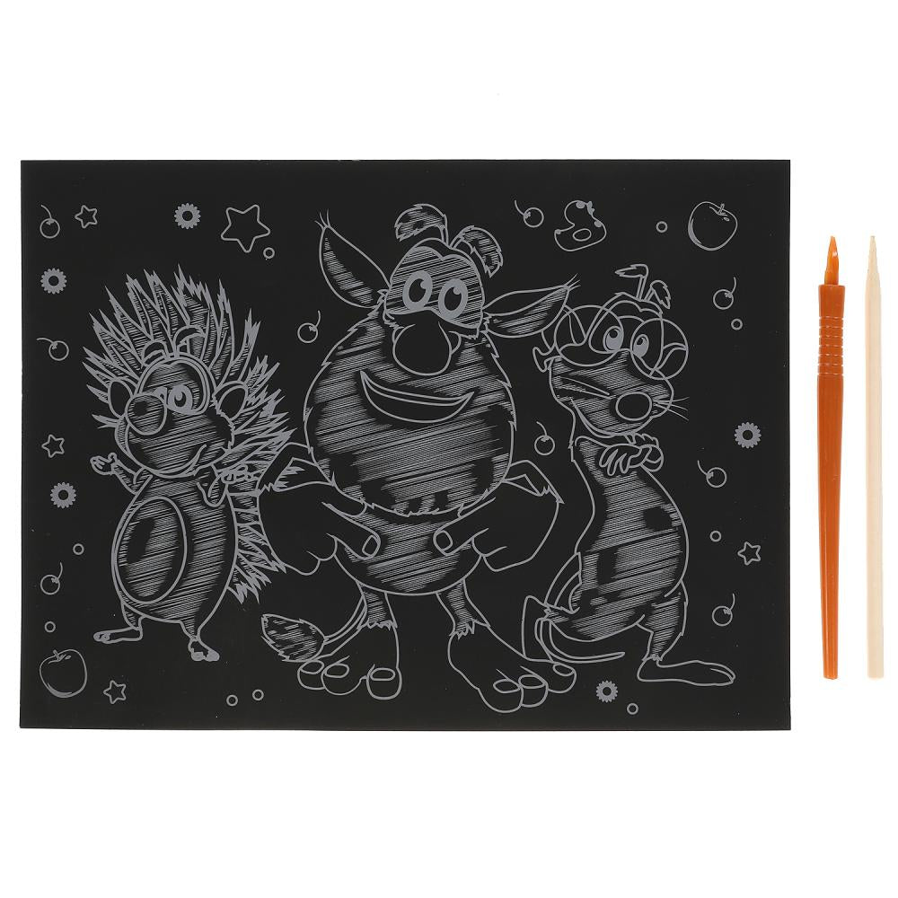 SCRATCHART-SILV-BU1 313949 Набор д/дет творчества БУБА гравюра 18*24 см, серебряная МУЛЬТИ АРТ в к