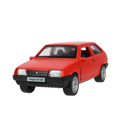 Машина металл LADA-2108 "СПУТНИК" МАТОВЫЙ 12 см, дв, баг, ин, красный, кор. Технопарк в кор.2*36шт