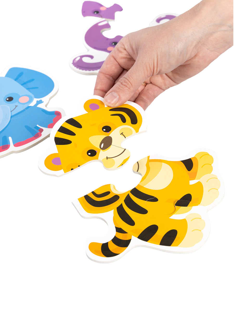 Пазлы-контуры "Зверята" 6 фигурок Baby Toys (мягкие)