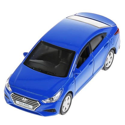 Машина металл "hyundai solaris" 12см, открыв.двери, инерц., синий в кор. Технопарк в кор.2*36шт