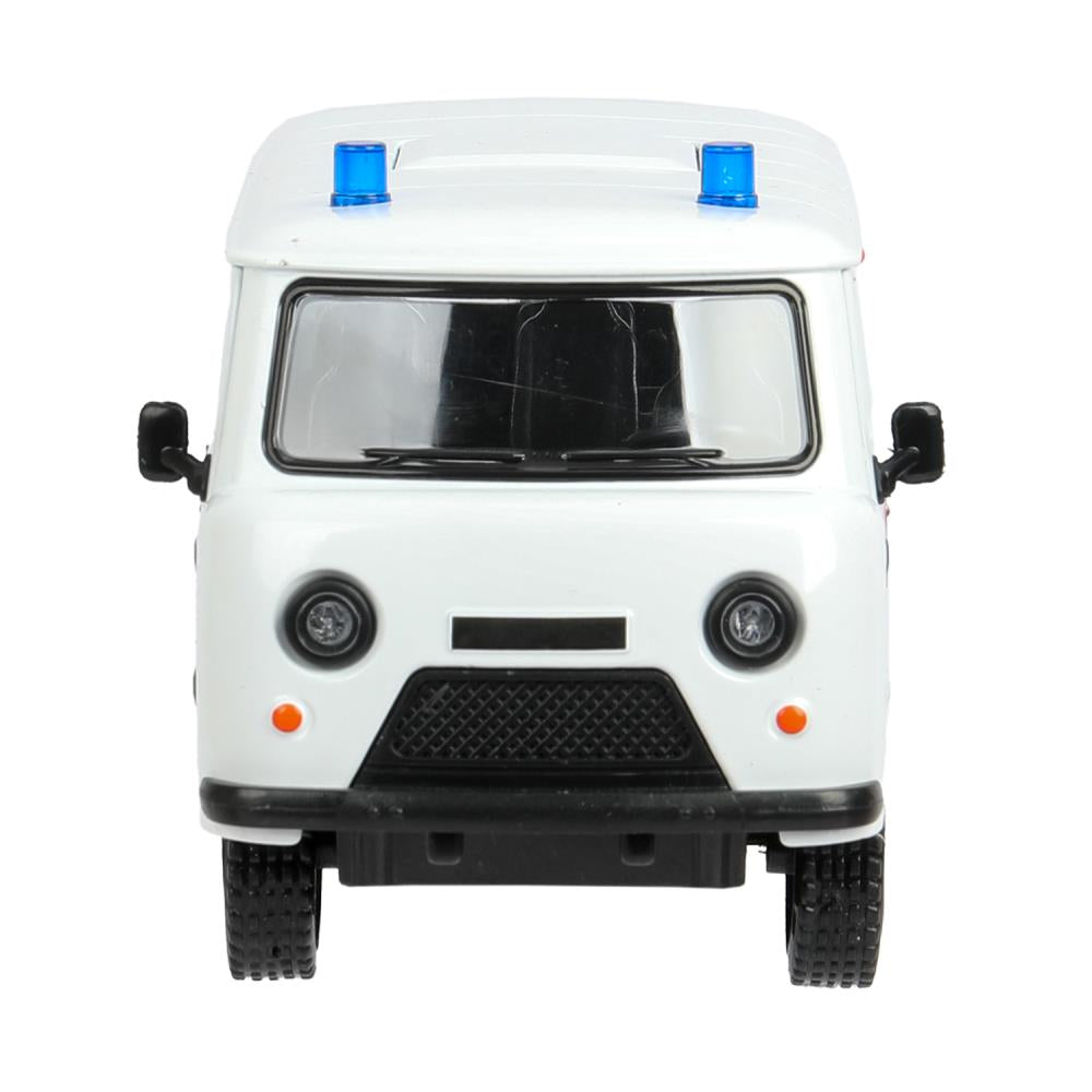 Машина металл свет-звук UAZ УАЗ 452 СКОРАЯ, 18,5 см, св-зв,дв,люк,баг,ин,бел Технопарк в кор.2*18шт
