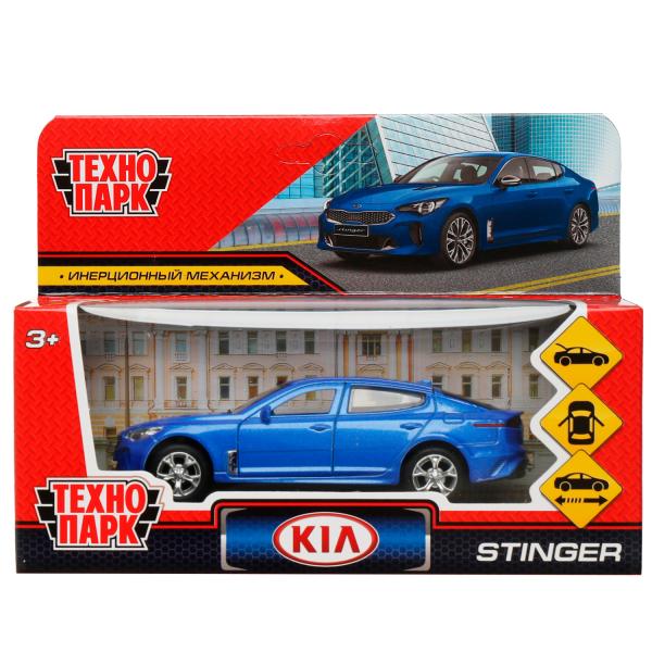 STINGER-12-BU336387 Машина металл KIA STINGER длина 12 см, двери, багаж., инерц, СИНИЙ, кор. Технопа
