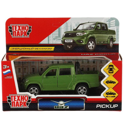 Машина металл "UAZ PICKUP", длина 12см, открыв. двери, инерц, ЗЕЛЕНЫЙ в кор. Технопарк в кор.2*36шт