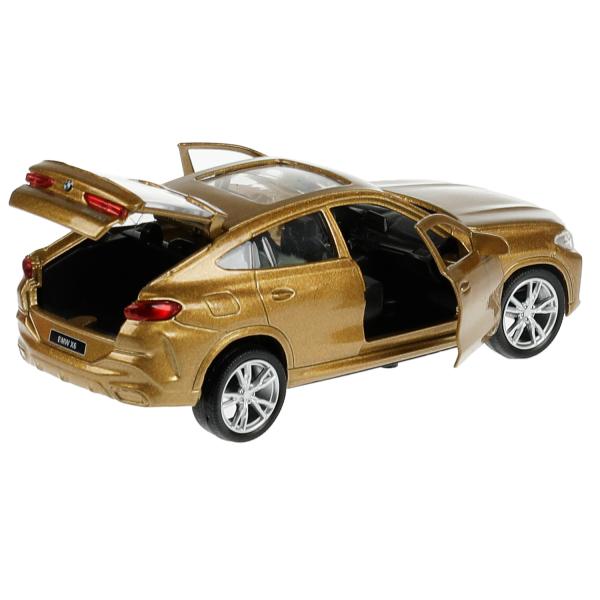 Машина металл BMW X6 длина 12 см, двери, багаж, инер, бежевый, кор. Технопарк в кор.2*36шт