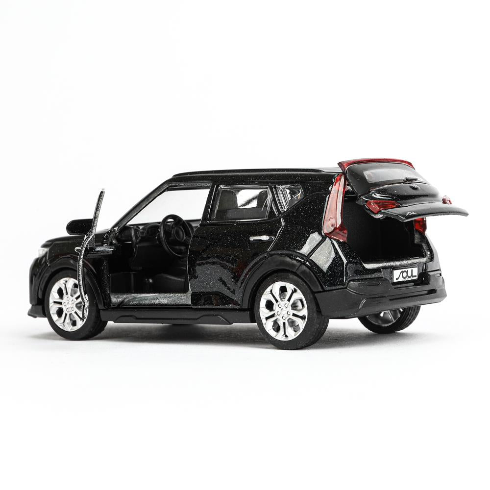 Машина металл KIA soul длина 12 см, двери, багаж., инерц, черный, кор. Технопарк в кор.2*36шт
