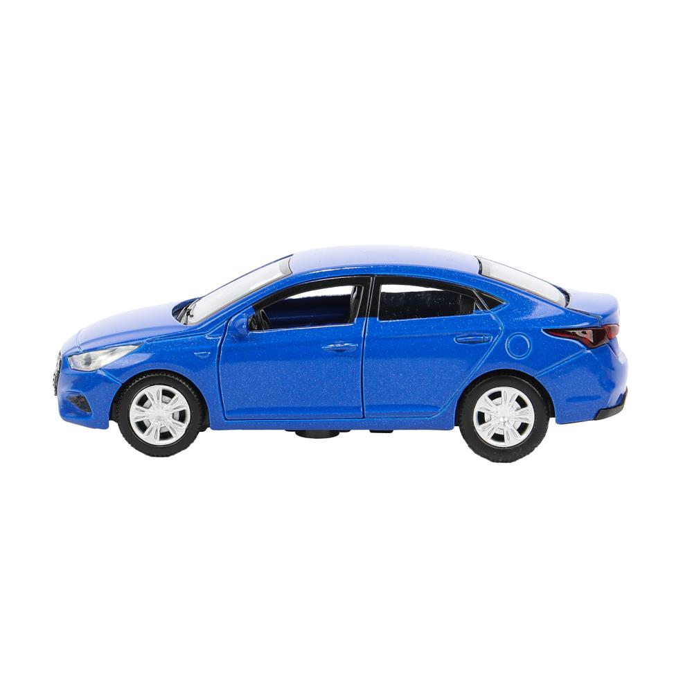 Машина металл HYUNDAI SOLARIS, 12 см, двери, багажн, инерц, синий, кор. Технопарк в кор.2*36шт