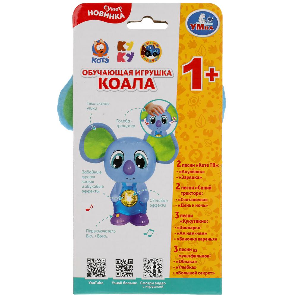 Обучающая коала 50 песен,звуков,фраз.текстильные ушки.свет.трещотка.кор.бат. Умка в кор.96шт