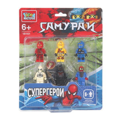 Конструктор фигурки самураи+супер герои -6 шт. Город мастеров в кор.2*96шт