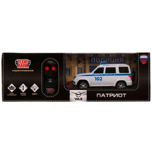 Технопарк. Машина р/у "УАЗ Патриот полиция" 15,5 см, свет, белый, кор. арт.PATRIOT-15RCPOL-WH