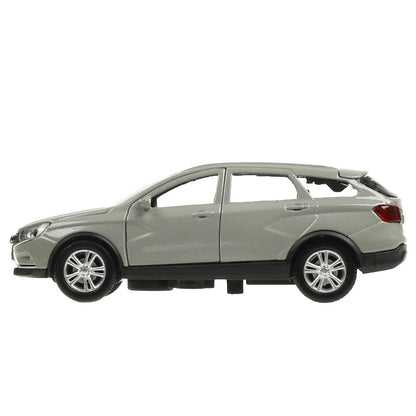 Машина металл LADA VESTA SW CROSS 12 см, двери, багаж, серый, кор. Технопарк в кор.2*36шт