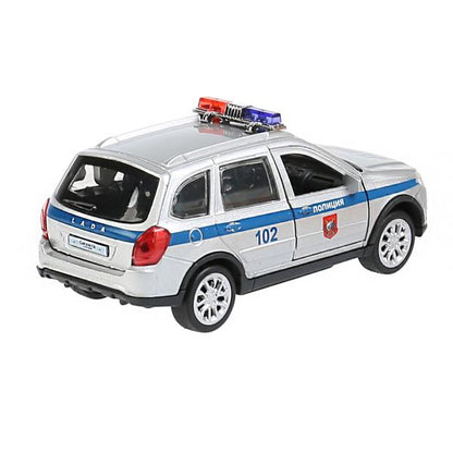 Машина металл свет-звук "lada granta cross 2019 полиция"12см,инерц,серебристый Технопарк в кор2*36шт