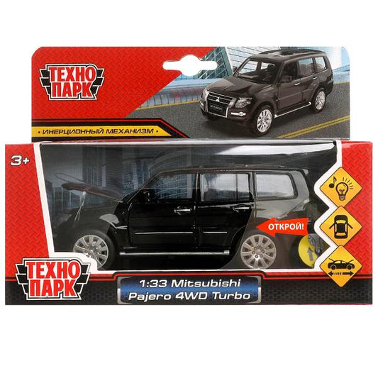 Машина металл свет-звук MITSUBISHI pajero 4wd turbo,14,5 см, двери, инерция Технопарк в кор.2*24шт