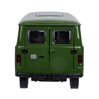 Машина металл свет-звук UAZ УАЗ 452, 18,5 см, св-зв, дв люк, баг, ин, зелен Технопарк в кор.2*18шт