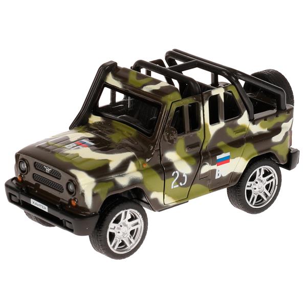 Машина металл UAZ HUNTER beach ВОЕННЫЙ, 11,5 см, откр дв, багаж., ин., кор. Технопарк в кор.2*36шт