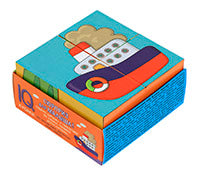 Игра настольная. IQ кубики. 4 кубика в поддончике. Транспорт. 2+