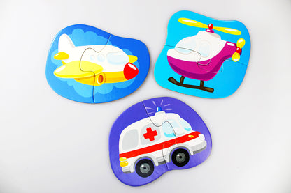 Пазлы контурные Половинки "Транспорт" Baby Toys (8 карт. 16 эл)