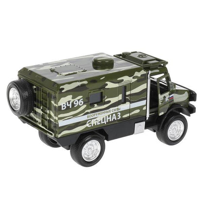 FY6066A-14SLMIL-GN306656 Машина металл свет-звук ГРУЗОВИК ВОЕННЫЙ КАМУФЛЯЖ 14 см, двери, зелен, кор.