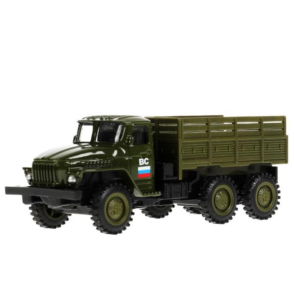 Машина металл УРАЛ 4320 БОРТОВОЙ 12 см, инерц., съемный тент, зеленый, кор. Технопарк в кор.2*96шт