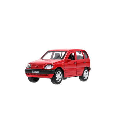 Машина металл LADA NIVA длина 12 см, двери, багаж, инерц, красный, кор. Технопарк в кор.2*36шт