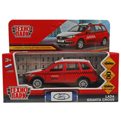 GRANTACRS-12TAX-VEZ Машина металл LADA GRANTA CROSS ТАКСИ 12 см, двер, баг, инерц, красный, кор. Тех