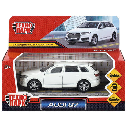 Машина металл AUDI Q7 длина 12 см, двер, багаж, инер, белый, кор. Технопарк в кор.2*36шт
