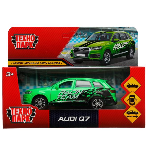 Машина металл AUDI Q7 СПОРТ длина 12 см, двер, багаж, инер, зеленый, кор. Технопарк в кор.2*36шт