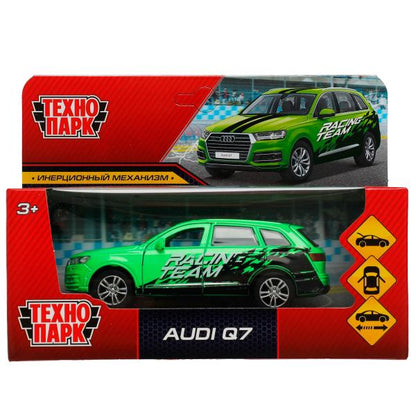 Машина металл AUDI Q7 СПОРТ длина 12 см, двер, багаж, инер, зеленый, кор. Технопарк в кор.2*36шт