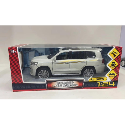 Машина металл свет-звук TOYOTA LAND CRUISER 200, 21 см, двер, инер, бел, кор Технопарк в кор.18шт
