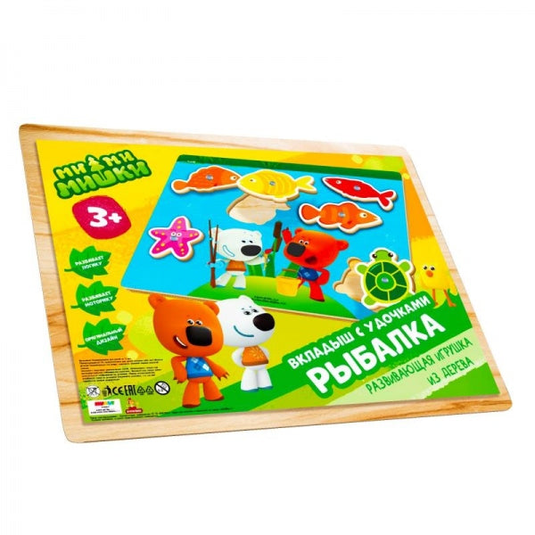 Игрушка деревянная Ми-ми-мишки рыбалка на пруду Буратино в кор.100шт