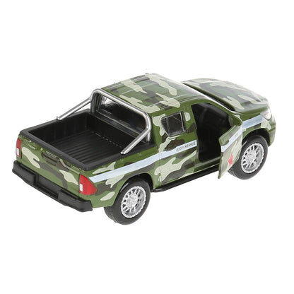 Машина металл свет-звук "toyota hilux камуфляж" 12см, инерц.зеленый,в кор. Технопарк в кор.2*36шт