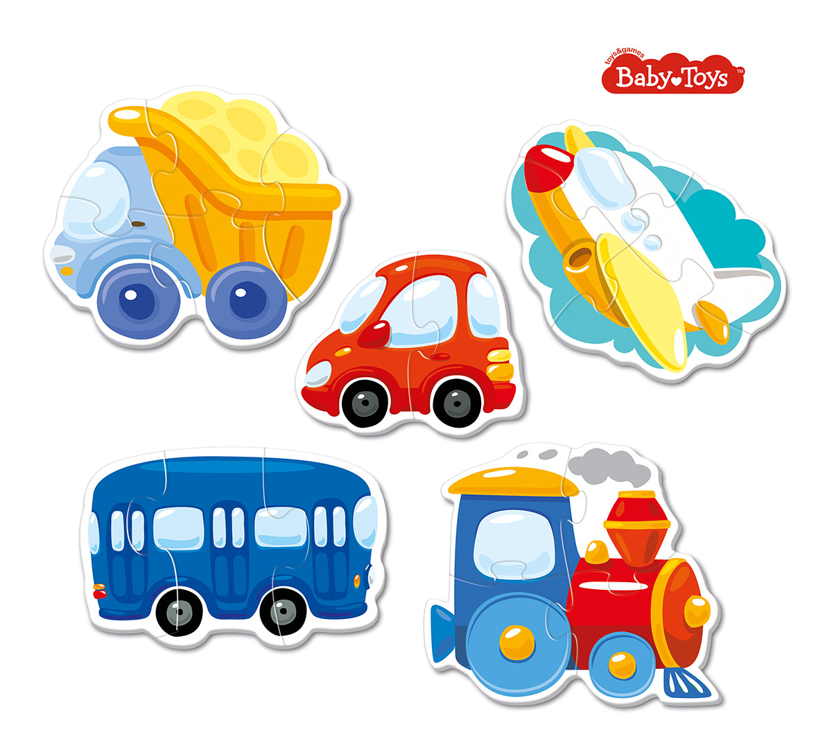 Пазлы контурные "Транспорт" Baby Toys (5 карт. 15 эл)