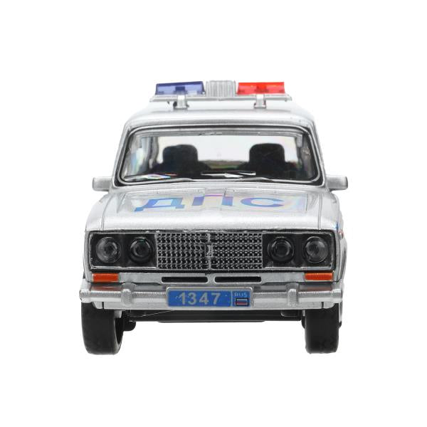 Машина металл свет-звук LADA ВАЗ-2106 13 cm,ПОЛИЦИЯ серебряный кор.технопарк Технопарк в кор.2*36шт