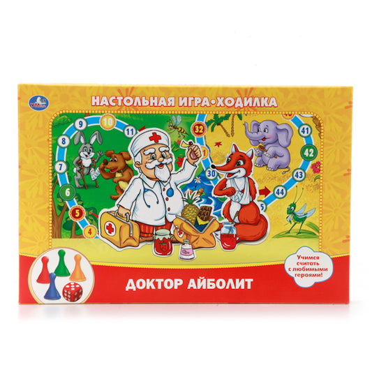 НАСТОЛЬНАЯ ИГРА-ХОДИЛКА "УМНЫЕ ИГРЫ" ДОКТОР АЙБОЛИТ В РУСС. КОР. в кор.20шт