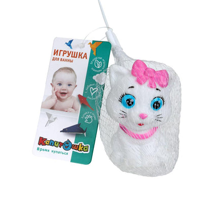 Игрушка пластизоль для ванны кошечка, в сетке КАПИТОШКА в кор.2*144шт