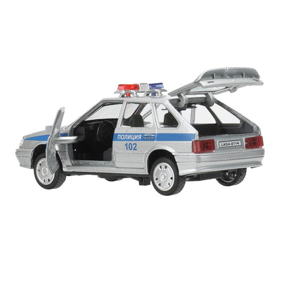Машина металл свет-звук LADA-2114 "SAMARA" ПОЛИЦИЯ 12 см, двери, багаж, кор. Технопарк в кор.2*36шт
