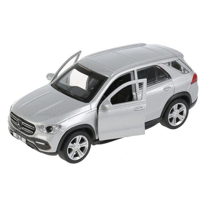 GLE-12-SR Машина металл MERCEDES-BENZ GLE 2018 12 см, двери, багаж, серебристый, кор. Технопарк в ко