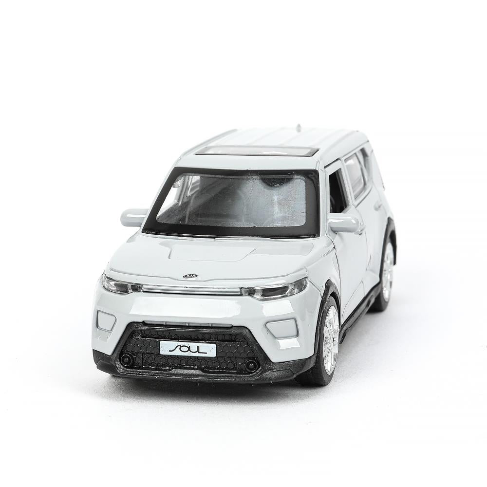 Машина металл KIA soul длина 12 см, двери, багаж., инерц, серебряный, кор. Технопарк в кор.2*36шт