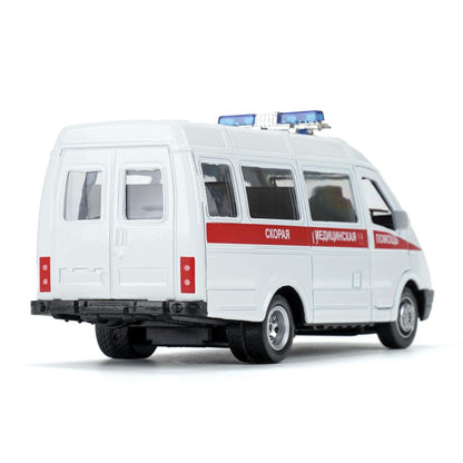 Машина металл ГАЗ газ-3221 "газель" СКОРАЯ длина 12,2 см, двери,инерц, кор. Технопарк в кор.2*36шт