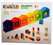 CUBIKA.Деревянная игрушка Конструктор "Цветные домики" 14866
