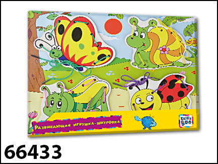 Kribly Boo. Развивающая игрушка-шнуровка "Жучки" арт.66433 (дерево) /12