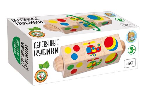 Кубики деревянные на оси "Цвет" (3 кубика)