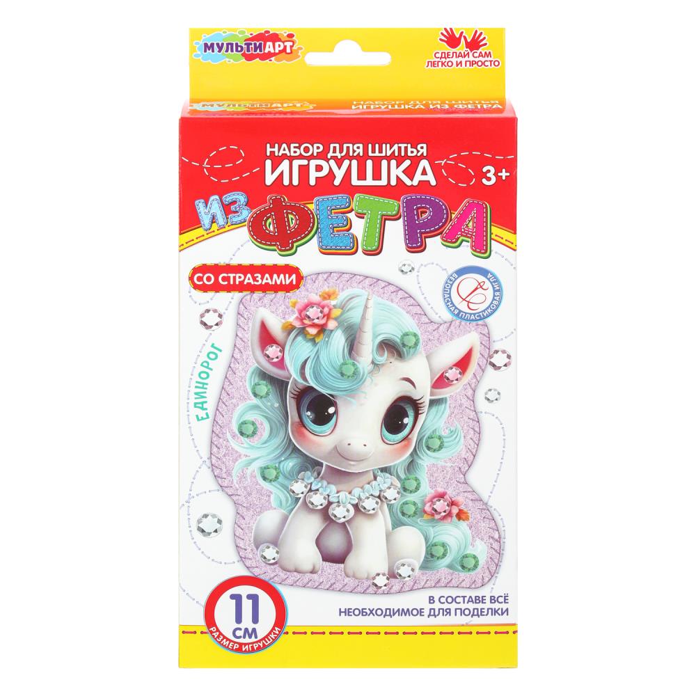 Игрушка из фетра Со стразами единорожка МУЛЬТИ АРТ в кор.66шт