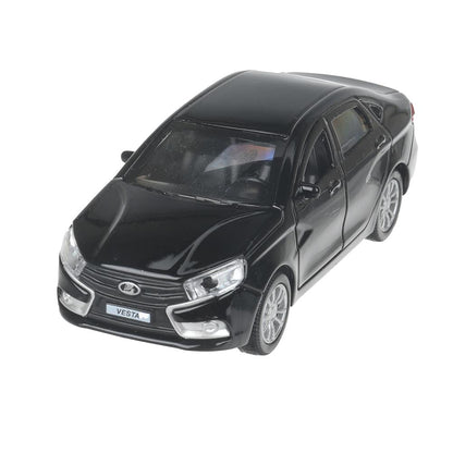 Машина металл LADA vesta 11,5 см, двери, черный, кор. Технопарк в кор.2*36шт