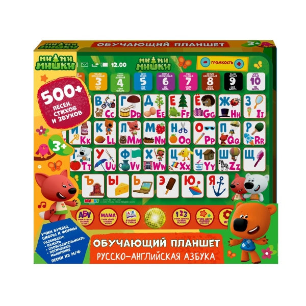 Обучающий планшет,прозрачный пластик Ми-ми-мишки 500песен,стихов,звуков.кор.бат. Умка в кор.36шт