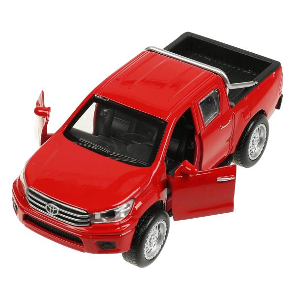 Машина металл TOYOTA HILUX 12 см, двери, инерц, красный, кор. Технопарк в кор.2*36шт